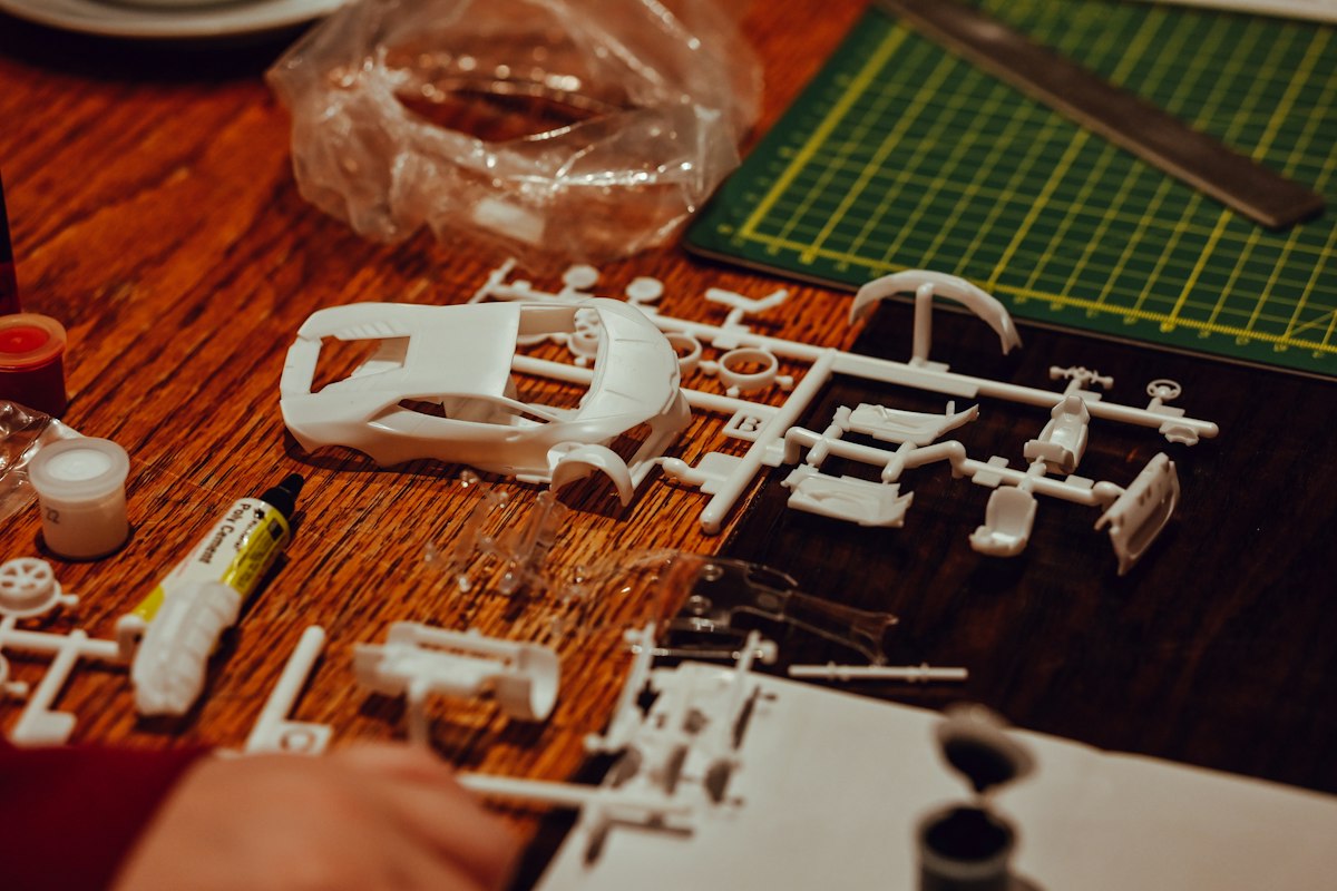 Assembling a plastic model kit